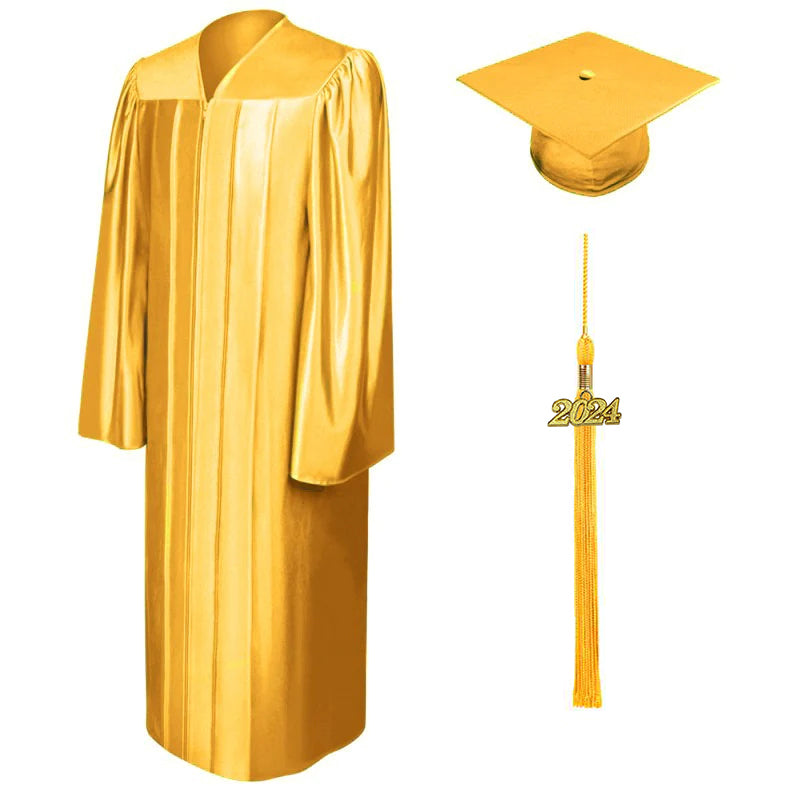 Shiny Antique Gold Bachelors Cap &amp; Gown - College &amp; University