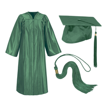Kelly-Green Cap Gown and Tassel Shiny Finish