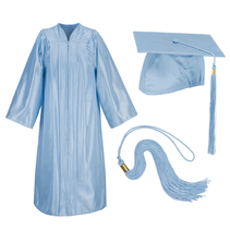 Light-Blue Cap, Gown, and Tassel Matte Finish