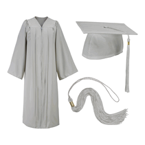 Silver Gray Cap, Gown, and Tassel Matte Finish